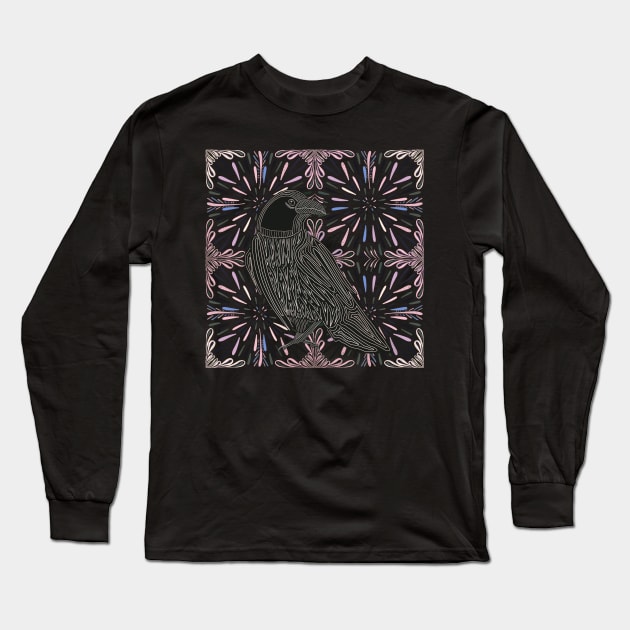 Raven Bird | Decorated Crow | Bird Lovers Gift Long Sleeve T-Shirt by Suneldesigns